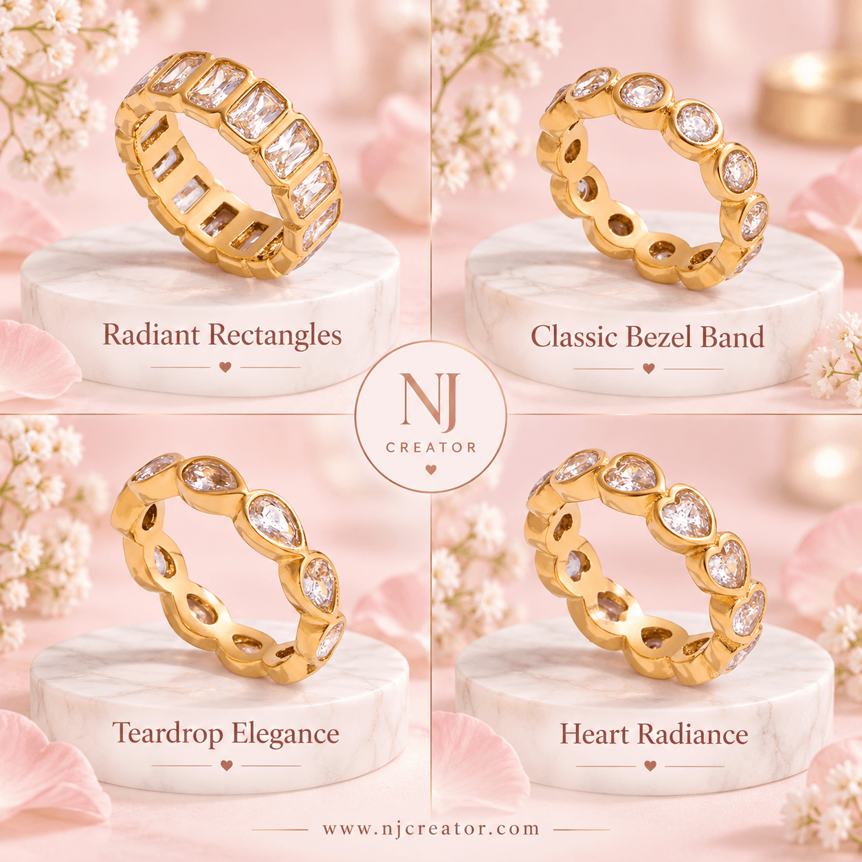 "R0039" | 18K Gold Plated Muti Colors Rings – Elegant Everyday Fashion Jewelry | NJCREATOR | Everyday Wear (Copy)