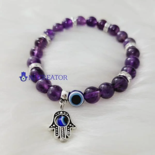 Amethyst and Evil Eye Bracelet For Anxiety and Depression