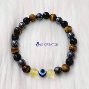 Evil Eye Bracelet G7 - Tiger Eye, Black onyx, Hematite & Citrine