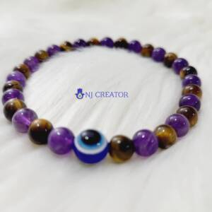 Evil Eye Bracelet G8 - Amethyst & Tiger Eye