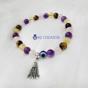 Evil Eye Mala M1 - Amethyst, Rose Quartz, Tiger Eye & Citrine