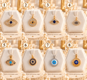 NJ-GP-001 | 18K Gold-Plated Evil Eye Pendants | Long lasting Quality with proper Care |  Protection Charms | NJ Creator