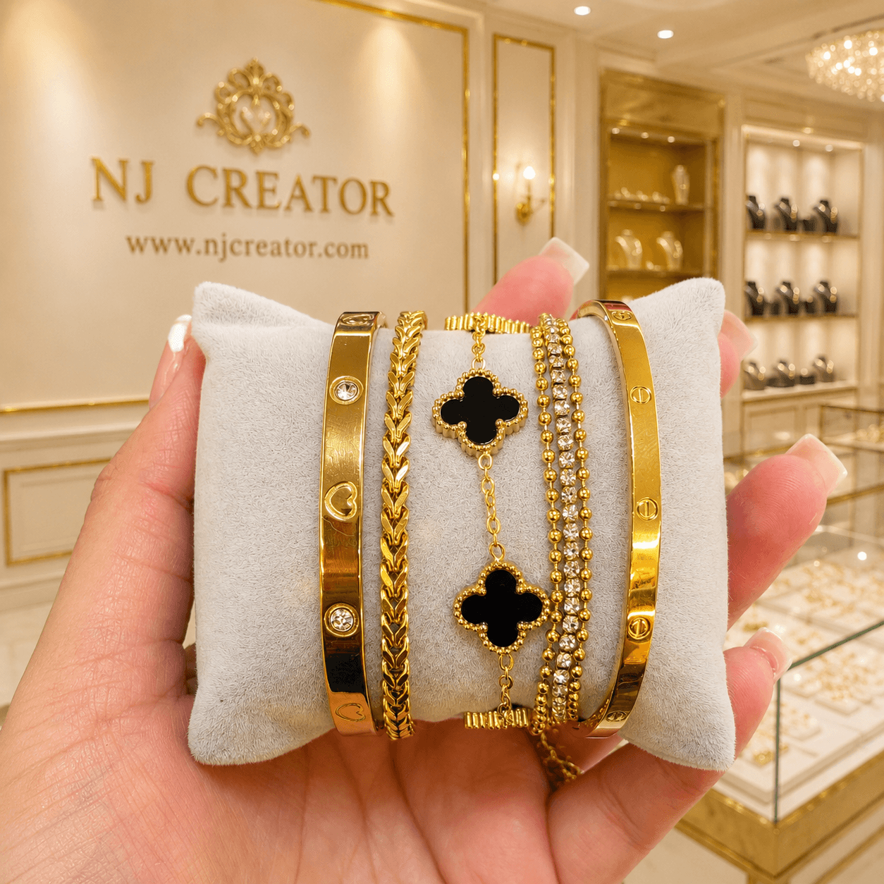"STK002" 18K Gold Plated Bracelet Stack Set for Women | Anti-Tarnish Bracelets | NJ Creator
