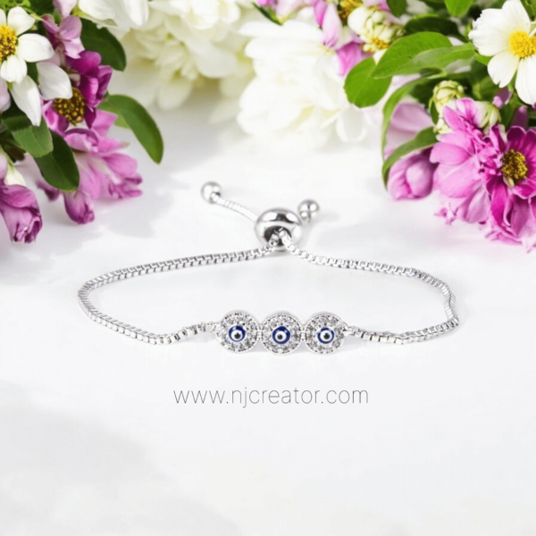 Evil Eye Najar Bracelet  Z12 - Zircon Stone Bracelet Silver