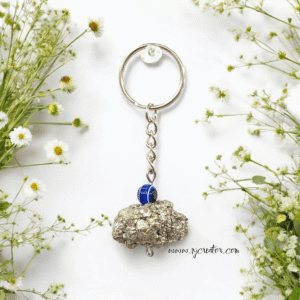 Pyrite Evil Eye Keychain | Money Magnet & Protection Keychain | Wealth & Luck Crystal Charm