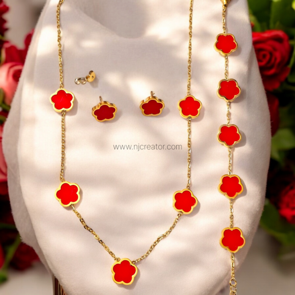 Val Cleef Red 18k Gold plated Necklace