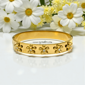 18K Gold Plated Floral Bangle Bracelet – Anti-Tarnish & Long-Lasting | Product Code "B101"