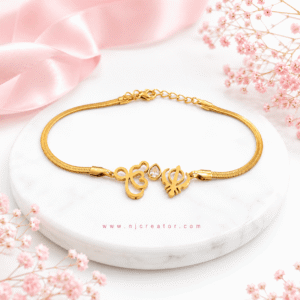 NJCREATOR Ik Onkar & Khanda Gold-Tone Necklace | Sikh Pendant Necklace with Crystal | Punjabi Jewelry