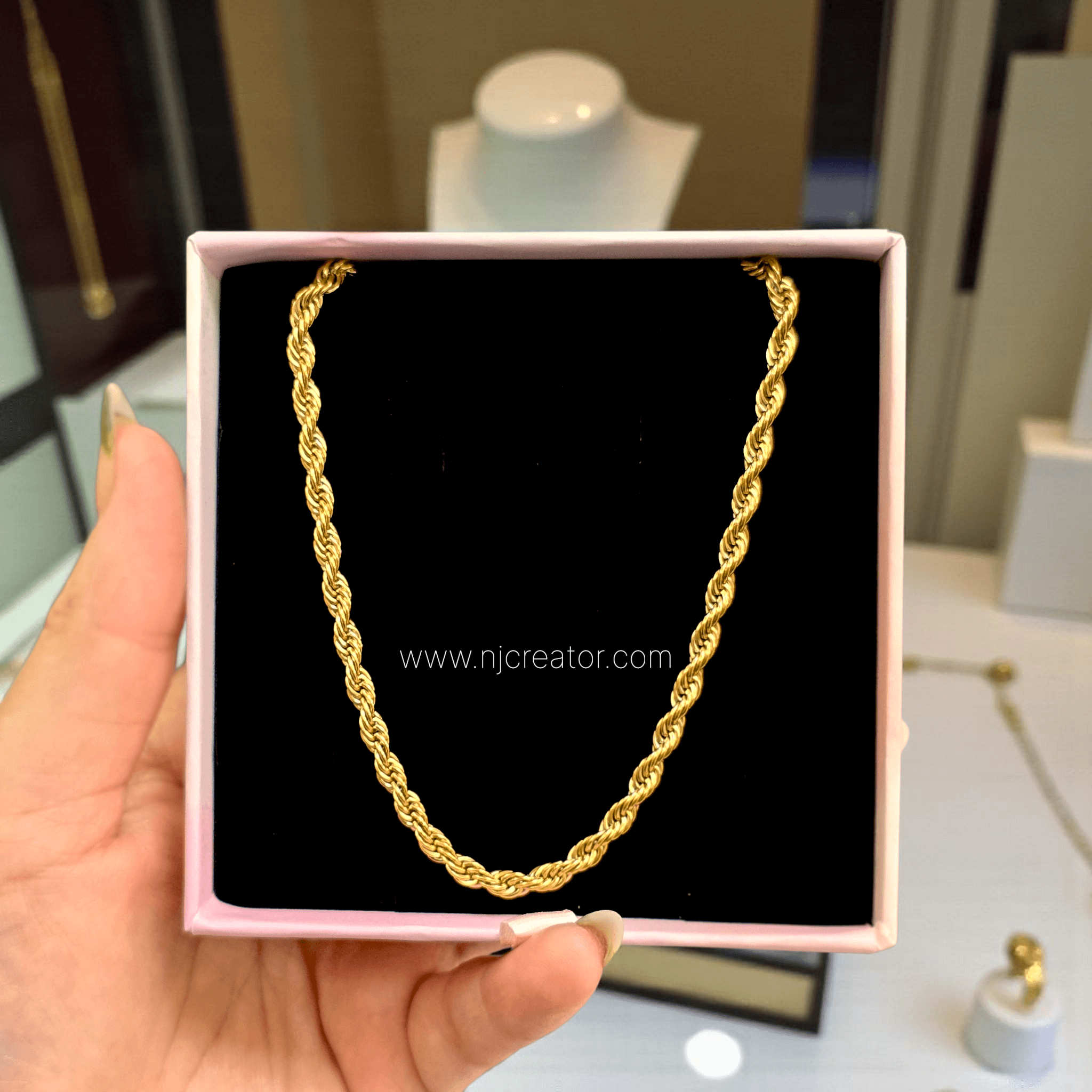 18k Gold Plated | Elegant Gold Rope Chain 3MM | Thick & Heavy | Water-resistance | CH0009