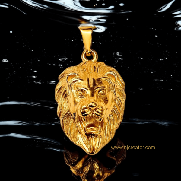 Lion locket for Men Chain 18k Gold Plated | Water-resistance