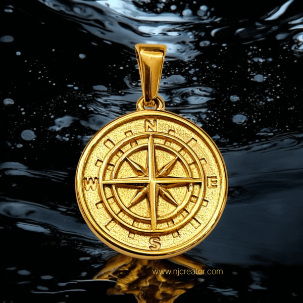 Compass locket for Men Chain 18k Gold Plated