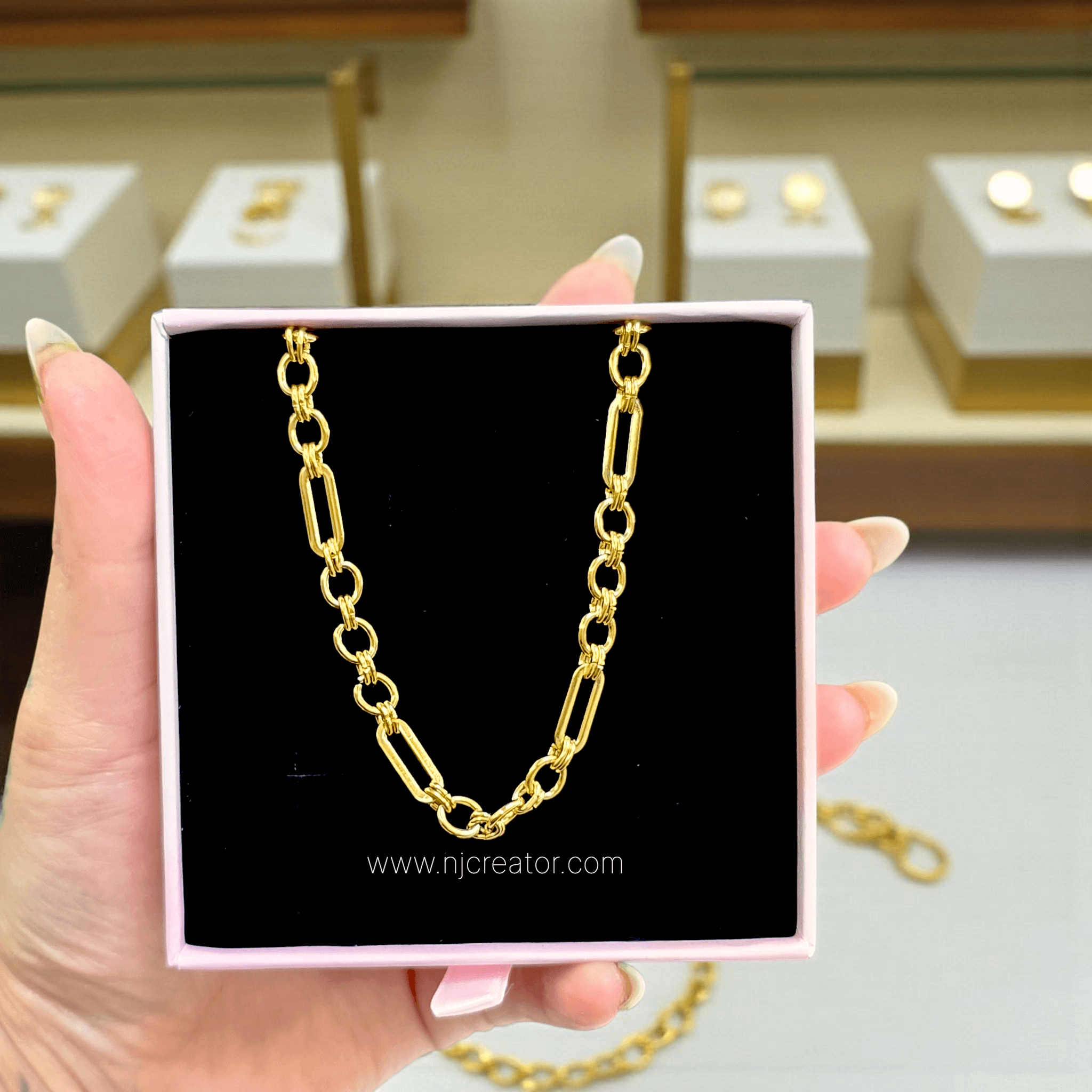 22K Gold Plated | Dual Link Gold Chain Necklace – Modern & Elegant Design | Anti Tarnish CH0006