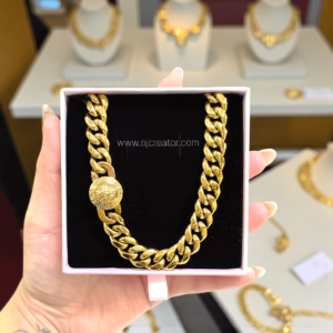 18K Gold plated Cuban Chain with Lion Lock | Luxury Unisex Jewelry | Bold Statement Piece