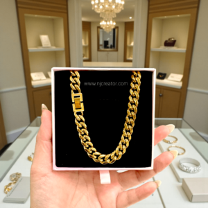 18K Gold Plated Cuban Link Chain Necklace for Men | Luxury Unisex Jewelry | Bold Statement Piece Thick & Heavy Chain | Water-resistance | CH0004