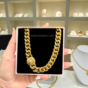 18k Gold Plated | Luxury Gold Cuban Link Chain with Medusa Emblem | 12mm Thick & Heavy | Water-resistance | CH0008