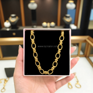 Elegant 22K Gold-Plated Oval Link Chain Necklace | Water-resistance CH0004
