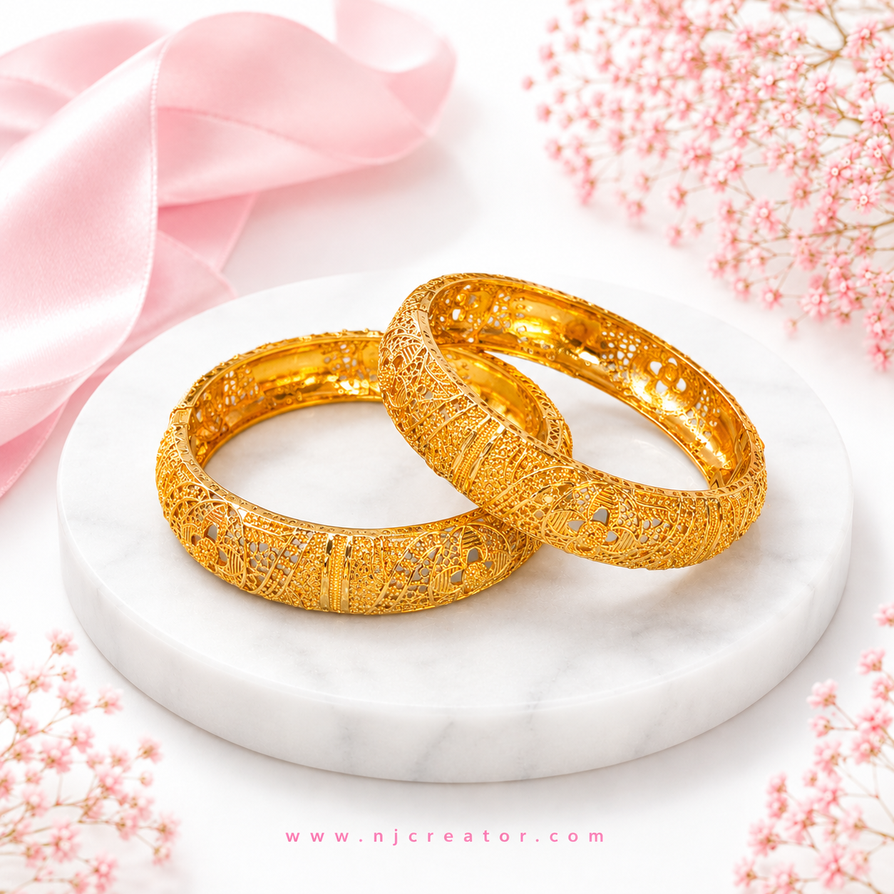 B210 | 24k Gold Plated Indian style Bangles | Set of two | opens from side to fit the wrist