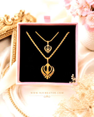 Men and Women Khanda Necklace 18K Gold Plated Anti-Tarnish Sikh Khanda Pendant Chain | Premium Stainless Steel Religious Jewelry