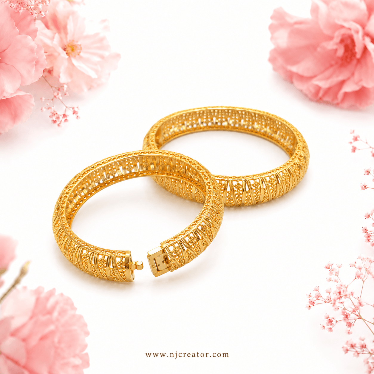 B207 | 24K Gold Plated Indian style Bangles | Set of two | B207 - Image 2