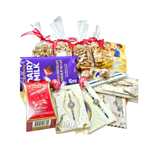 MEGA Rakhdi Combo Box –Rakhi's, Chocolates, Dry Fruits & Message Card - Image 2