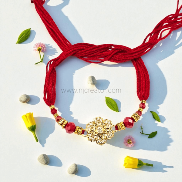 Royal Red Rakhi Gift Box – AD Collection with Roli Chawal - Image 3