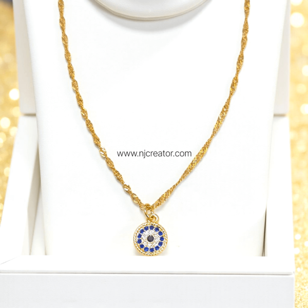 Eye Shape Evil Eye Gold Plated Necklace for women | Long lasting Quality | Standard size length for the chain