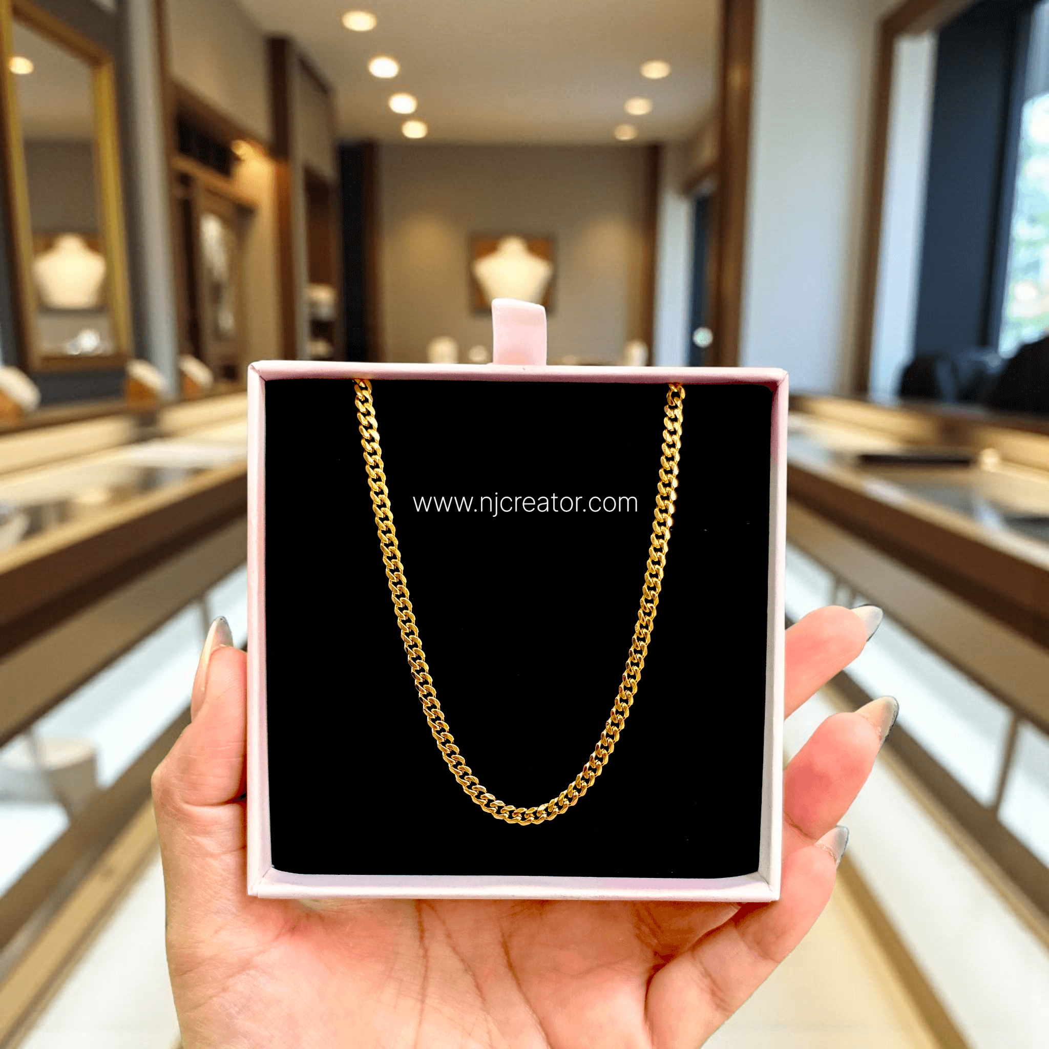 24K Gold Plated Cuban Link Chain for 2.5mm Men Thick & Heavy | Water-resistance | 22 " Length | CH156