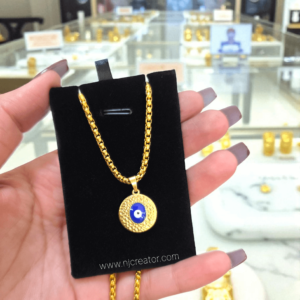 Evil Eye Necklace with Rope chain desgn | 18k Gold Plated