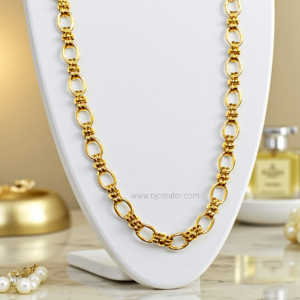 Elegant 22K Gold-Plated Oval Link Chain Necklace | Water-resistance CH1028