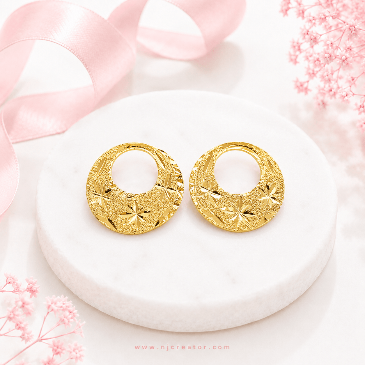 "NT02" 22k Gold Plated Natiya size 2.5cm - Two design in one NT02