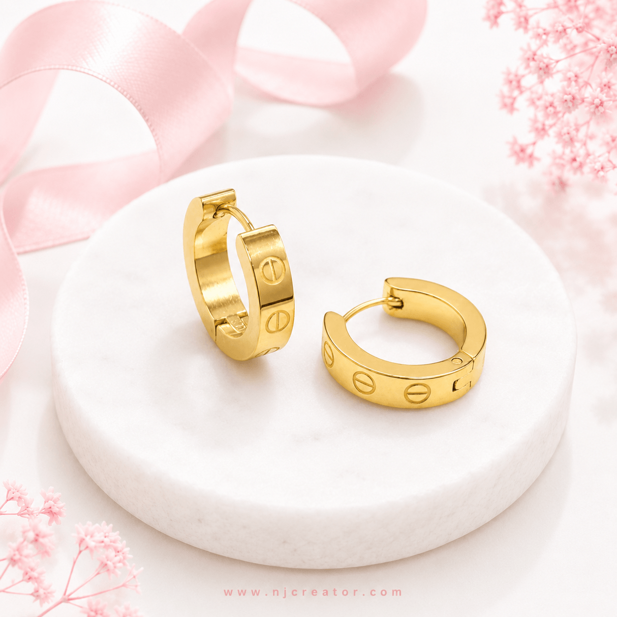 18K Gold plated Cartier Inspired Hoop Earing CRT1253 - Long Lasting Quality