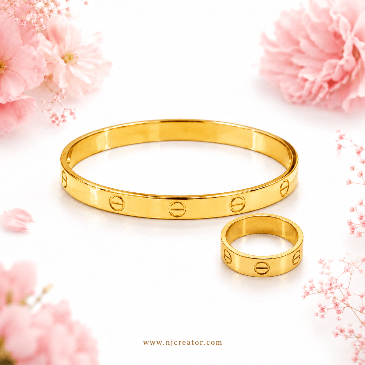 18K Gold plated Cartier Inspired Hoop Earing CRT1253 - Long Lasting Quality - Image 2