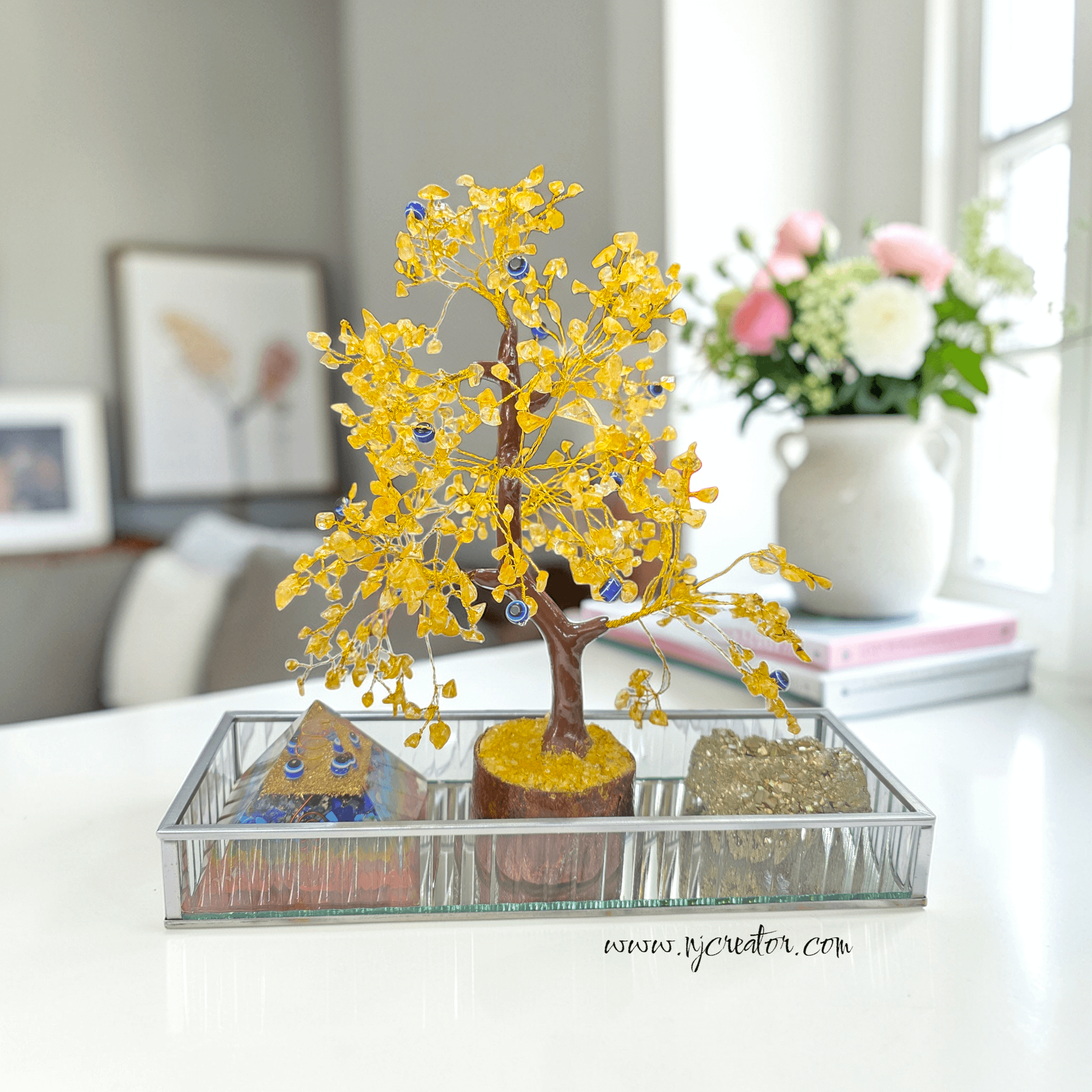 Citrine, Pyrite and 7 Chakra | Crystal for Wealth, Abundance & Positive Energy | 7 Chakra Healing Crystal Pyramid for Energy Balance & Meditation