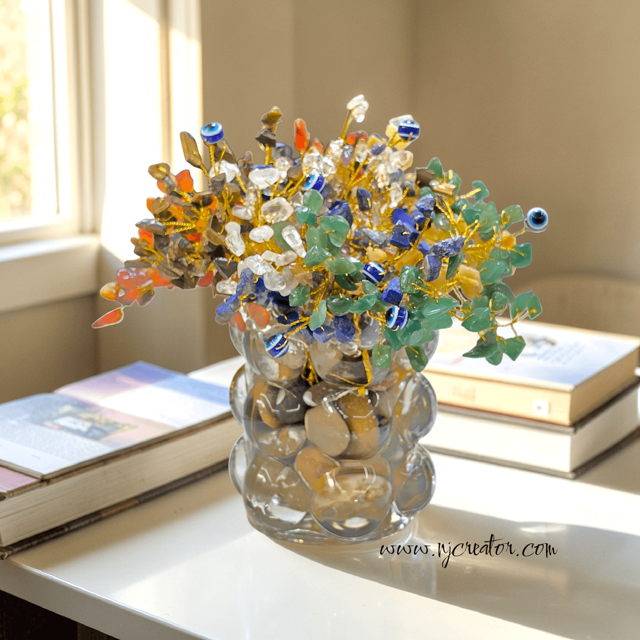 7 Chakra Tree – Healing, Balance & Positive Energy stones | Handmade with love by us for you, with Evil eyes to protect your place from Najar