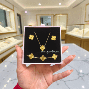 Van Cleef Set | Bracelet, Necklace, Earning  | 18k Gold plated | Anti Tarnish | Product Code V_C258