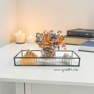 7 Chakra tree, Citrine Pyramid and Pyrite Stone, together brings peace, balance, and Abundance/prosperity, Money Magnet, Business stone, Growth, opportunities, manifestation | with TRAY