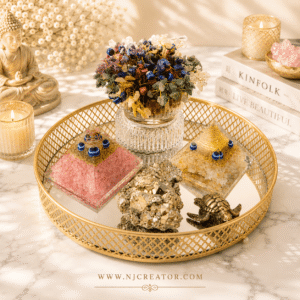 7 Chakra Handmade Tree with Evil Eye, Rose Quartz Pyramid, Citrine Shree Yantra Pyramid & Pyrite Raw Stone – Spiritual Home Décor | NJCREATOR