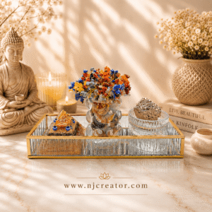 7 Chakra tree, Citrine Pyramid and Pyrite Stone, together brings peace, balance, and Abundance/prosperity, Money Magnet, Business stone, Growth, opportunities, manifestation | with TRAY