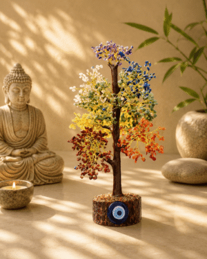 7 Chakra Mix Crystal Tree with Red Jasper, Citrine, Tiger Eye, Green Aventurine, Turquoise, Lapis Lazuli & Amethyst | Handmade Spiritual Décor | NJCREATOR