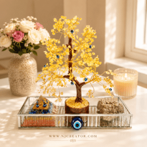Citrine, Pyrite and 7 Chakra | Crystal for Wealth, Abundance & Positive Energy | 7 Chakra Healing Crystal Pyramid for Energy Balance & Meditation with TRAY