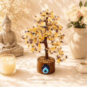 Amethyst, Citrine & Evil Eye Tree | Protection, Positivity & Abundance | NJCREATOR