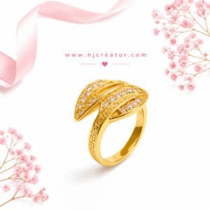 "R0011" |Elegant and luxury Leaf design with beautiful detailing zircon stones  | 18k Gold plated Ring | Anti-Tarnish - Waterproof | "R0011"