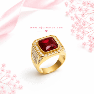 "R0020"18K Gold plated Premium quality | Luxury Black Stone Statement Ring – Anti-Tarnish Gold Finish, Bold Elegant Ring