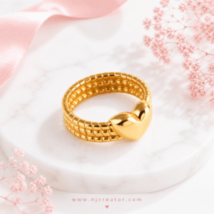 "R0010" 18K Gold Plated heart Design for Women | Anti-Tarnish Everyday Gold Ring