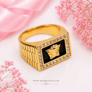 "R0019" 18K Gold Plated Anti-Tarnish Chain Ring for Men & Women | Waterproof Unisex Chunky Gold Statement Ring | Everyday Durable Jewelry