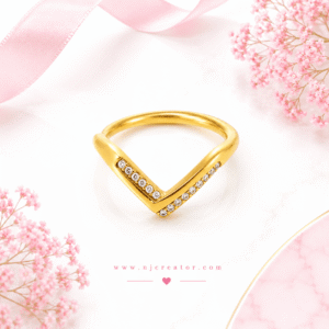 "R003" | V-shaped with Zircons One size only "7" | 18K Gold Plated Anti-Tarnish Ring for Women | Waterproof Gold Statement Ring | Everyday Durable Jewelry "R003"