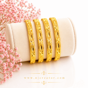 B208 | 24k Gold Plated Indian style Bangles | Set of four | (2.4 as per Indian Jewelers ) only one Size 2.3inch inside Diameter