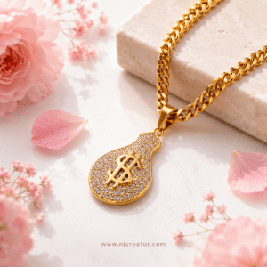 "MN001" 24K Gold Plated Money Pendant Chain Necklace | Long Lasting quality | Anti- Tarnish | Everyday Wear
