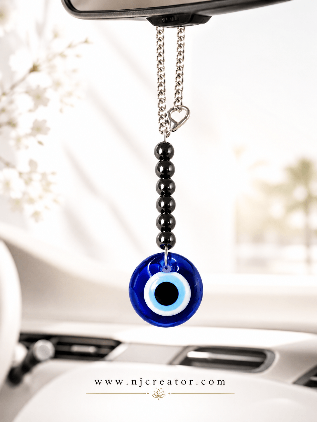 Evil Eye Car & Truck Hanging with Adjustable Chain + Black Onyx