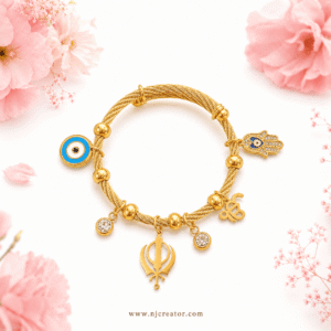 "GB005" 18k Gold plated one size Ik- Ek Onkar and Khanda Bracelets  Bracelet | Anti-Tarnish, Everyday wear